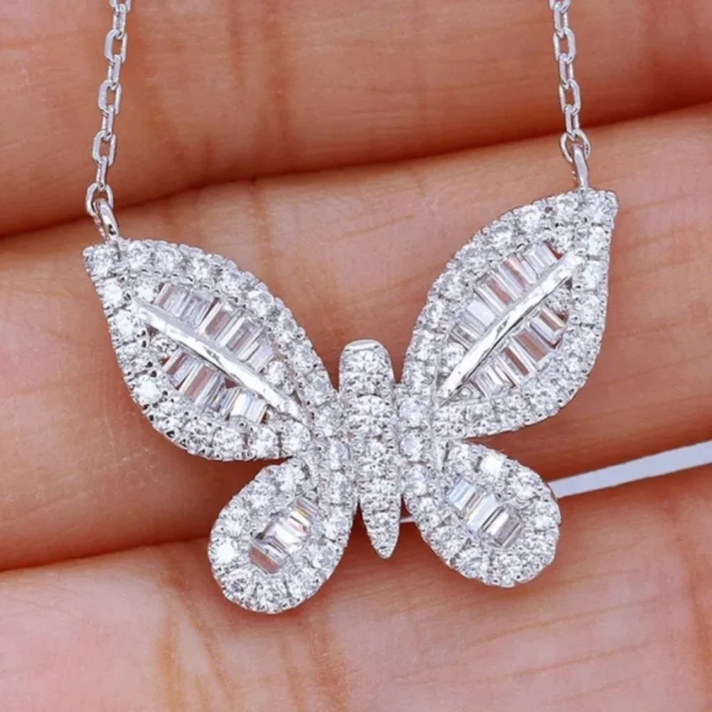 New Blingy Micro-Inlay Diamond Butterfly Necklace - Picture 3 of 4